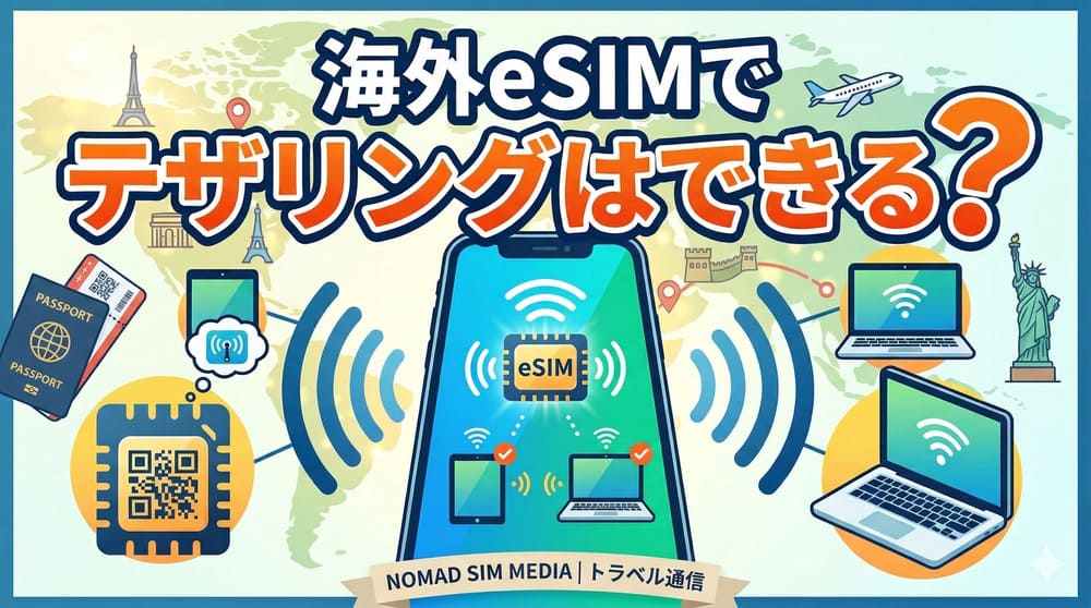 海外eSIMでテザリングはできる？スマホ1台で複数端末を使う方法
