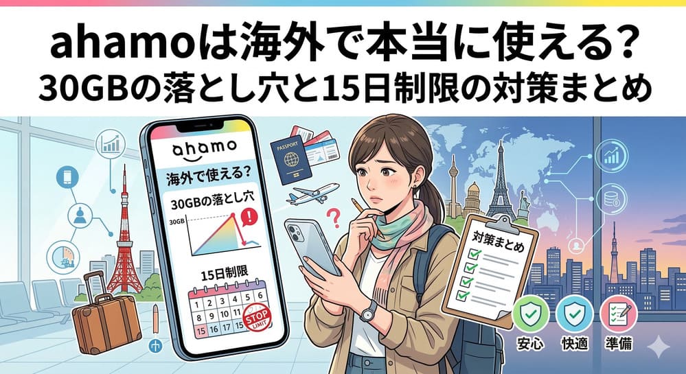 ahamoは海外で本当に使える？30GBの落とし穴と15日制限の対策まとめ